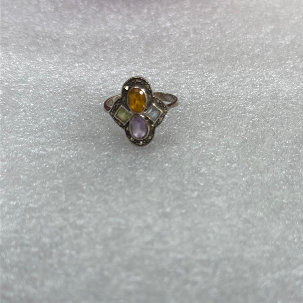Sterling Silver Multi-Stone Silver Ring - image 1